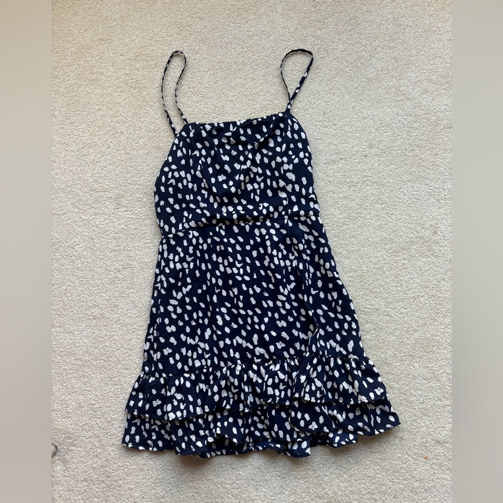 Princess Polly Navy Leapord Print Ruffle Mini Dress - Picture 3 of 5